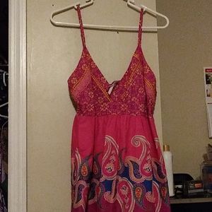 Sun Dress, Pink with Multiple Colors, Large